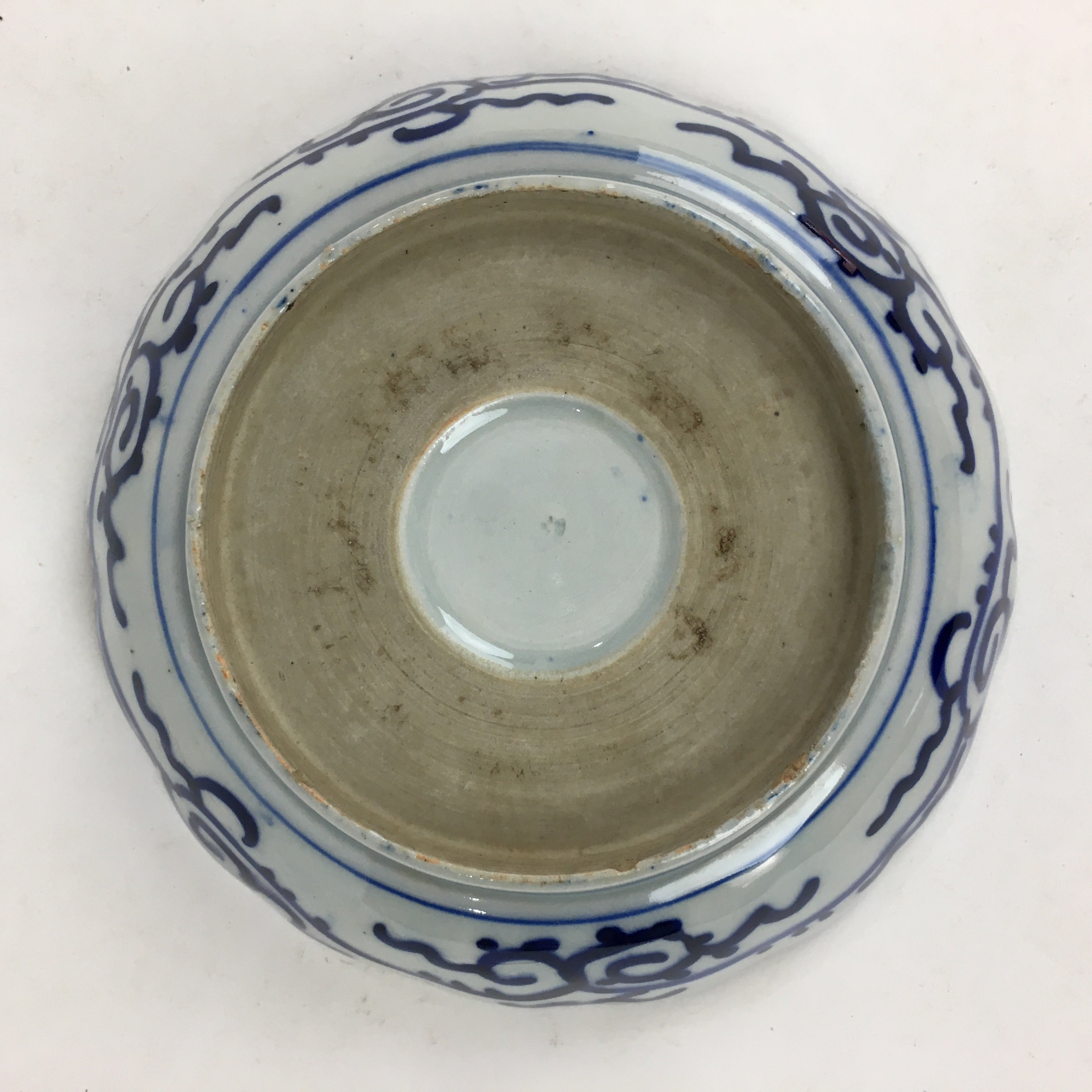 Antique C1900 Japanese Porcelain Deep Plate Sometsuke Blue Flower PY9
