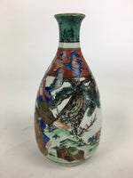 Antique C1900 Japanese Porcelain Kutani Ware Hand-drawn Sake Bottle Tokkuri TS32