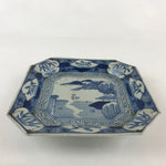 Antique C1900 Japanese Porcelain Plate Blue Sometsuke Mountains Scenery Sansui P