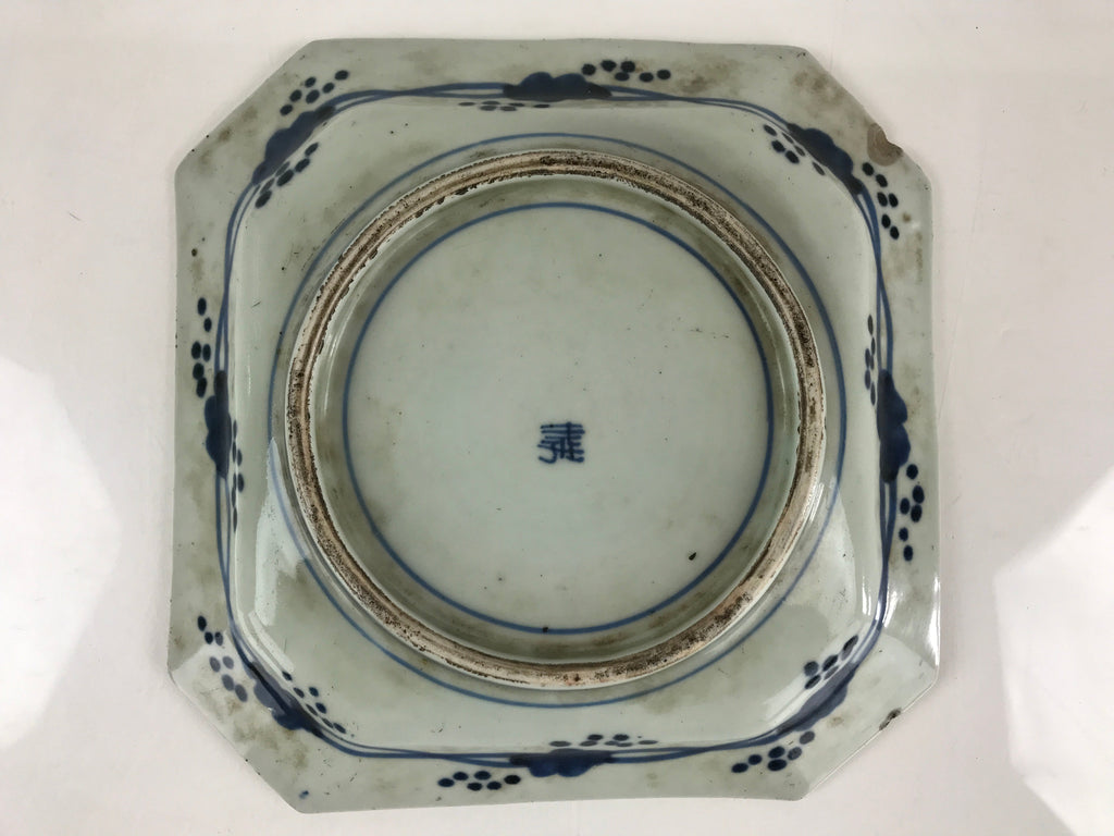 Antique C1900 Japanese Porcelain Plate Blue Sometsuke Mountains Scenery Sansui P
