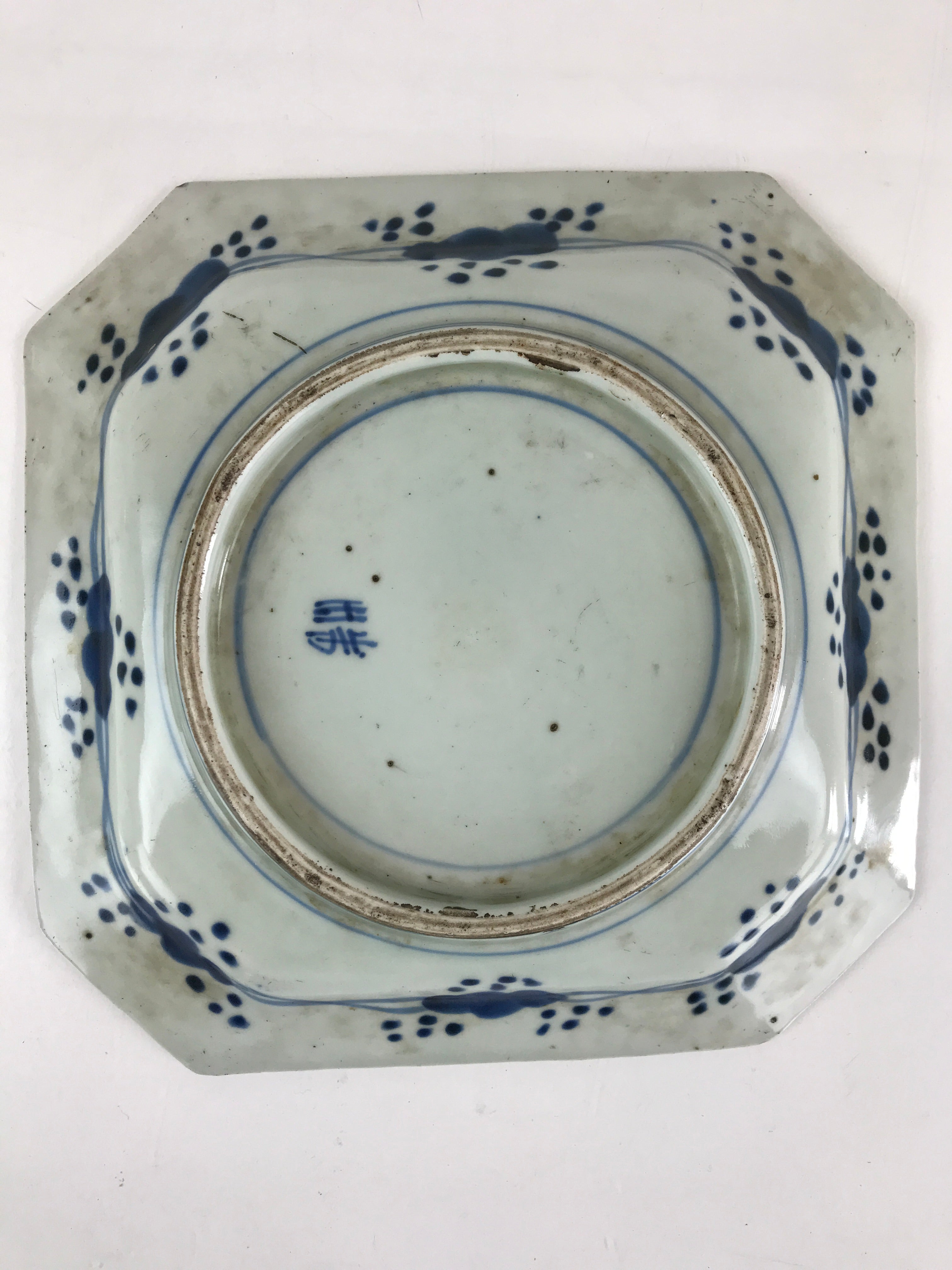 Antique C1900 Japanese Porcelain Plate Blue Sometsuke Mountains Scenery Sansui P