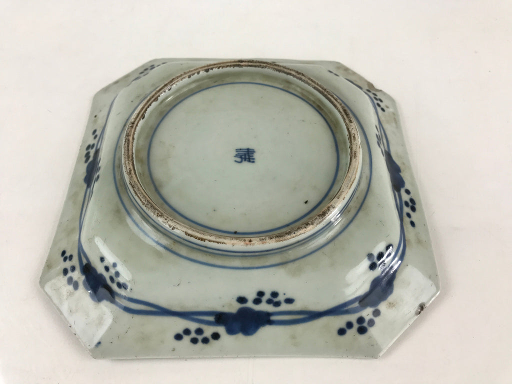 Antique C1900 Japanese Porcelain Plate Blue Sometsuke Mountains Scenery Sansui P