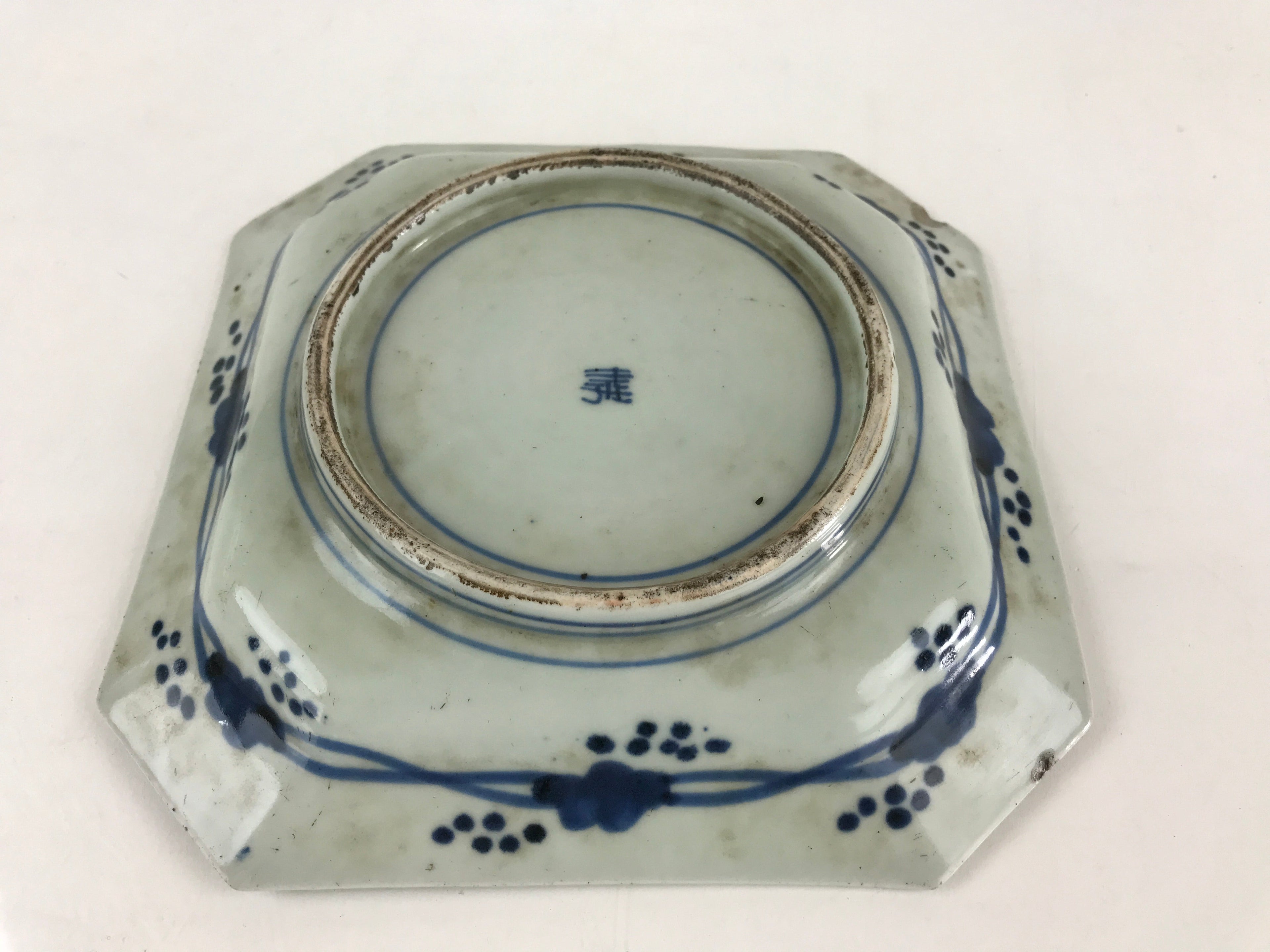 Antique C1900 Japanese Porcelain Plate Blue Sometsuke Mountains Scenery Sansui P