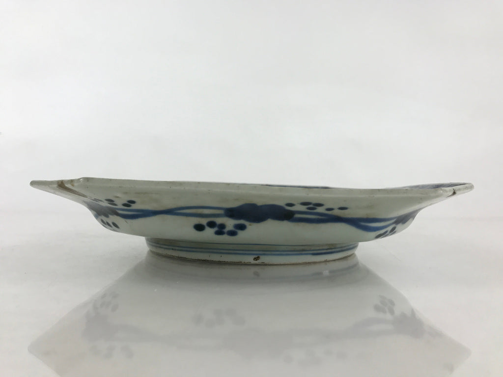 Antique C1900 Japanese Porcelain Plate Blue Sometsuke Mountains Scenery Sansui P