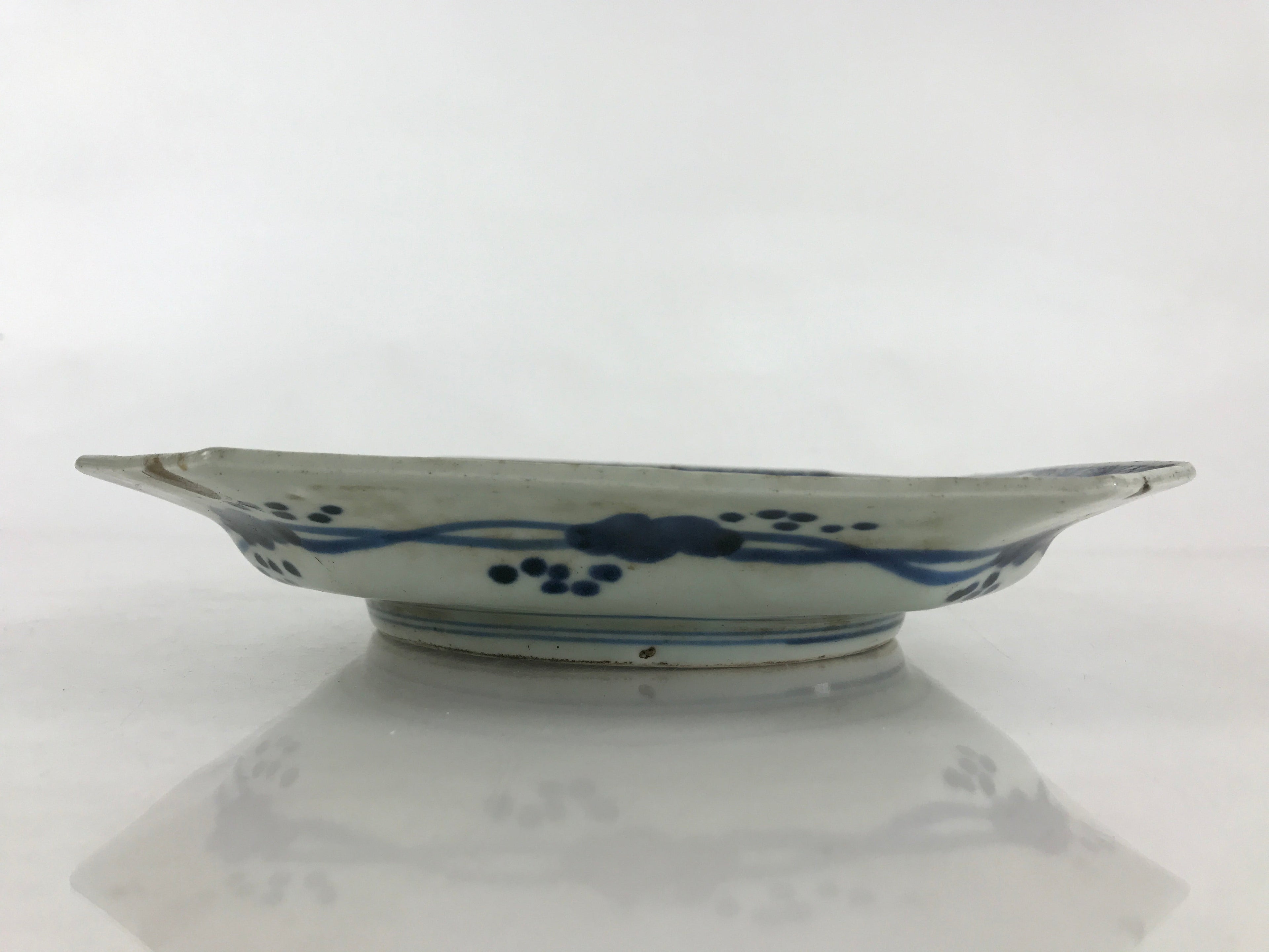 Antique C1900 Japanese Porcelain Plate Blue Sometsuke Mountains Scenery Sansui P