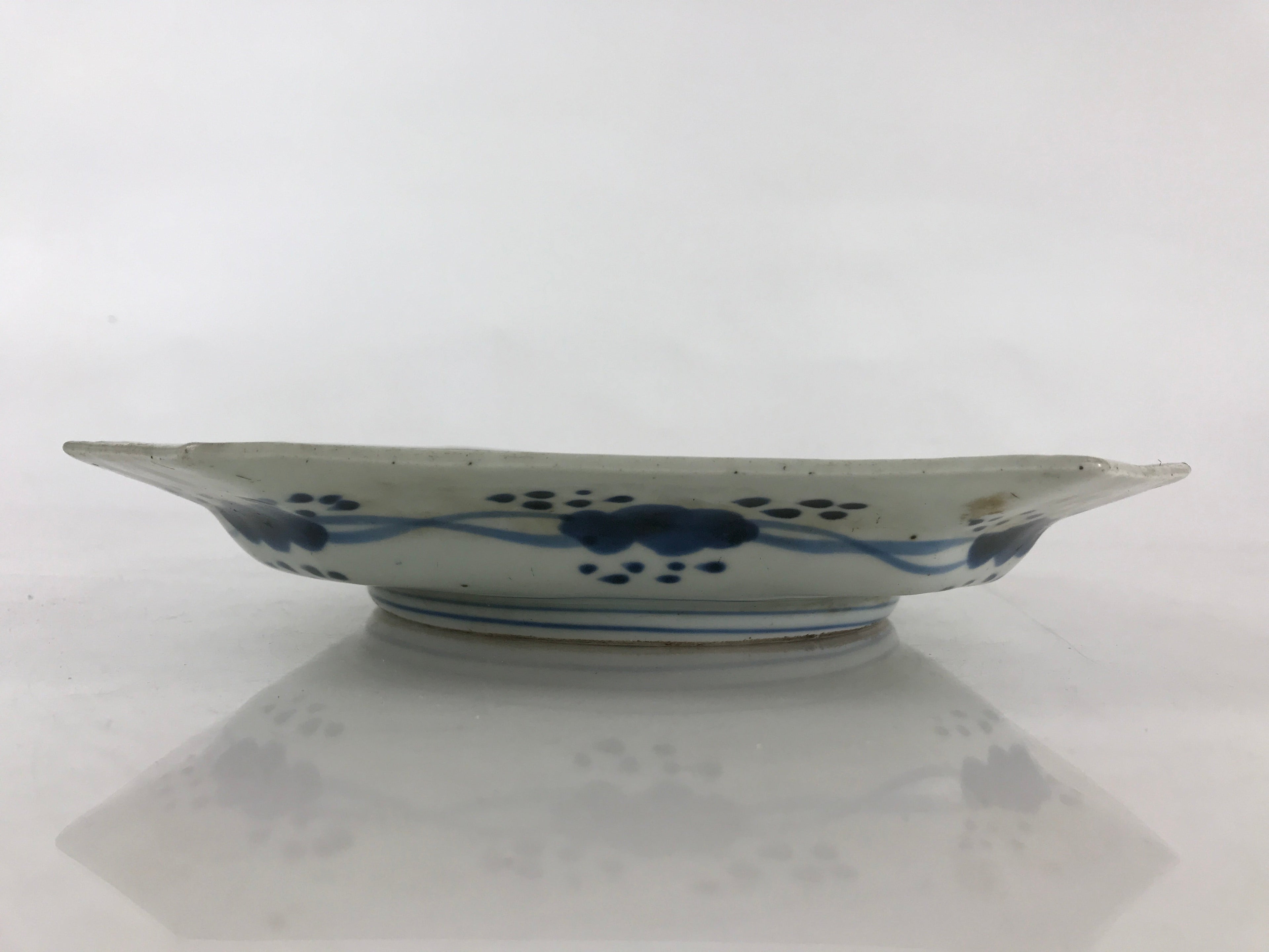 Antique C1900 Japanese Porcelain Plate Blue Sometsuke Mountains Scenery Sansui P