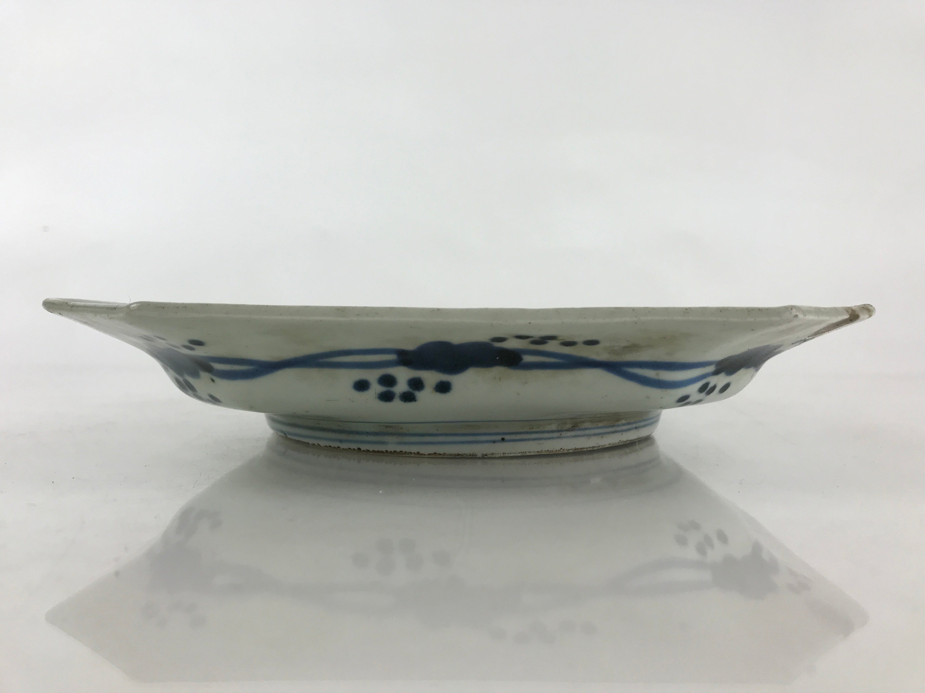Antique C1900 Japanese Porcelain Plate Blue Sometsuke Mountains Scenery Sansui P