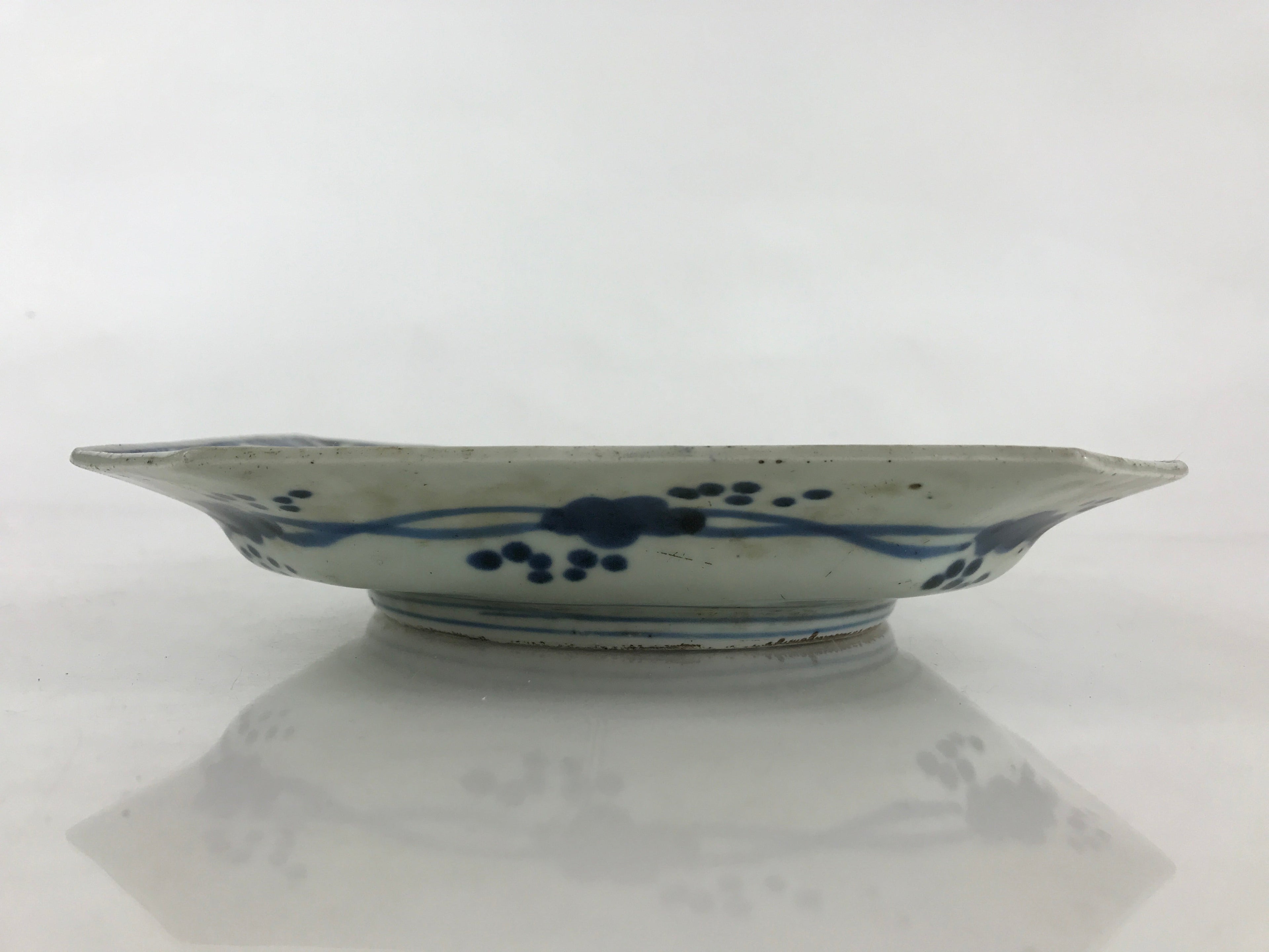 Antique C1900 Japanese Porcelain Plate Blue Sometsuke Mountains Scenery Sansui P