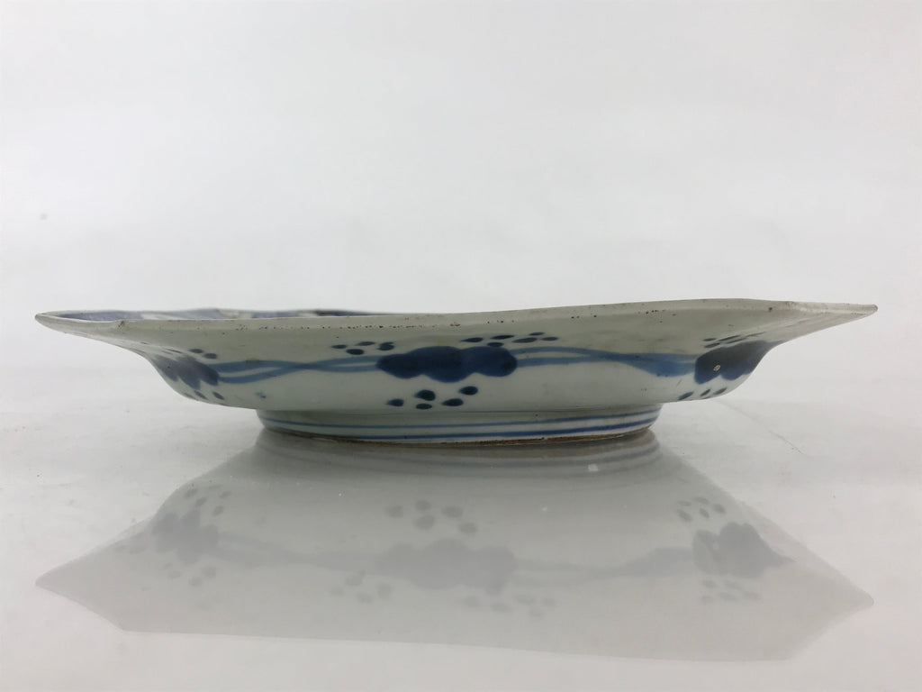 Antique C1900 Japanese Porcelain Plate Blue Sometsuke Mountains Scenery Sansui P
