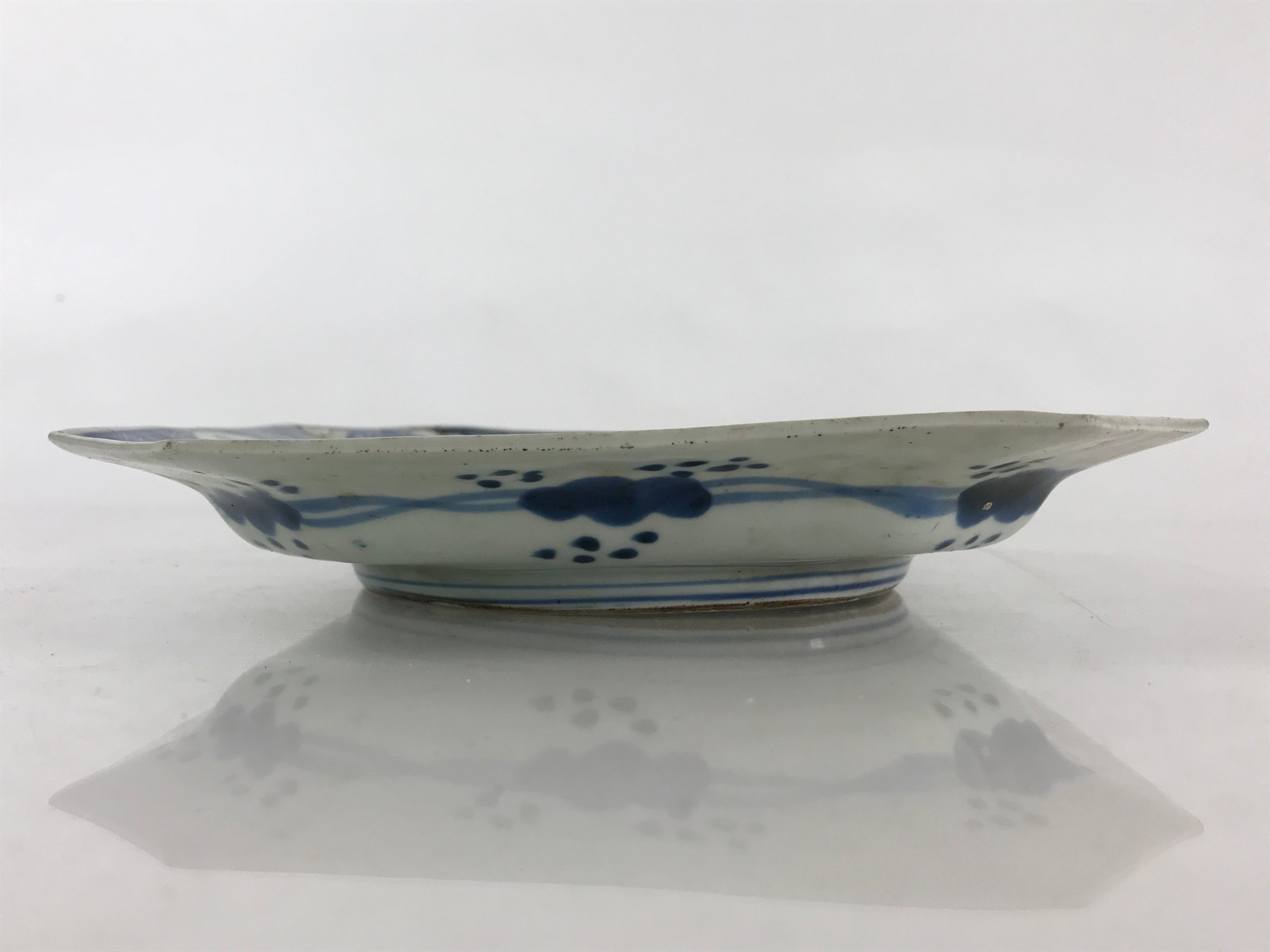 Antique C1900 Japanese Porcelain Plate Blue Sometsuke Mountains Scenery Sansui P