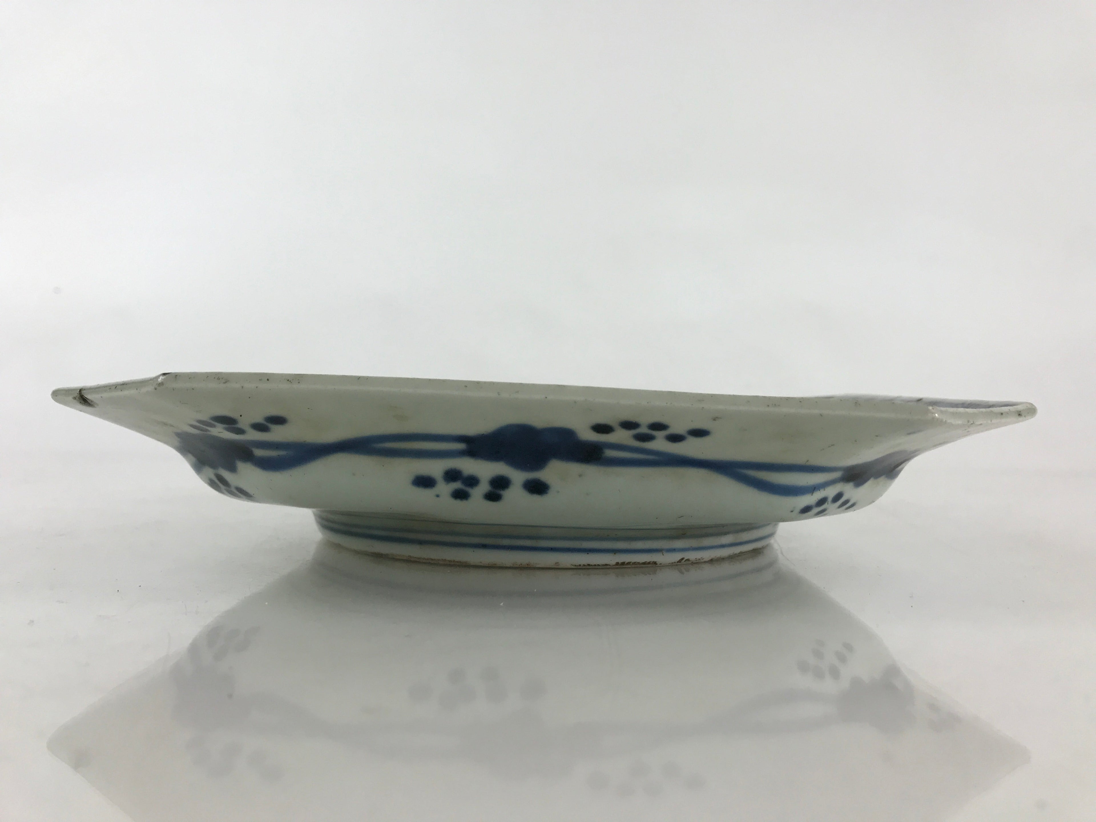 Antique C1900 Japanese Porcelain Plate Blue Sometsuke Mountains Scenery Sansui P