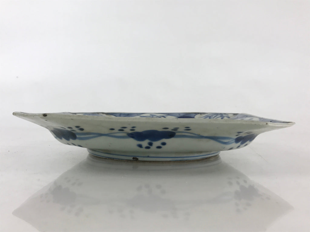 Antique C1900 Japanese Porcelain Plate Blue Sometsuke Mountains Scenery Sansui P