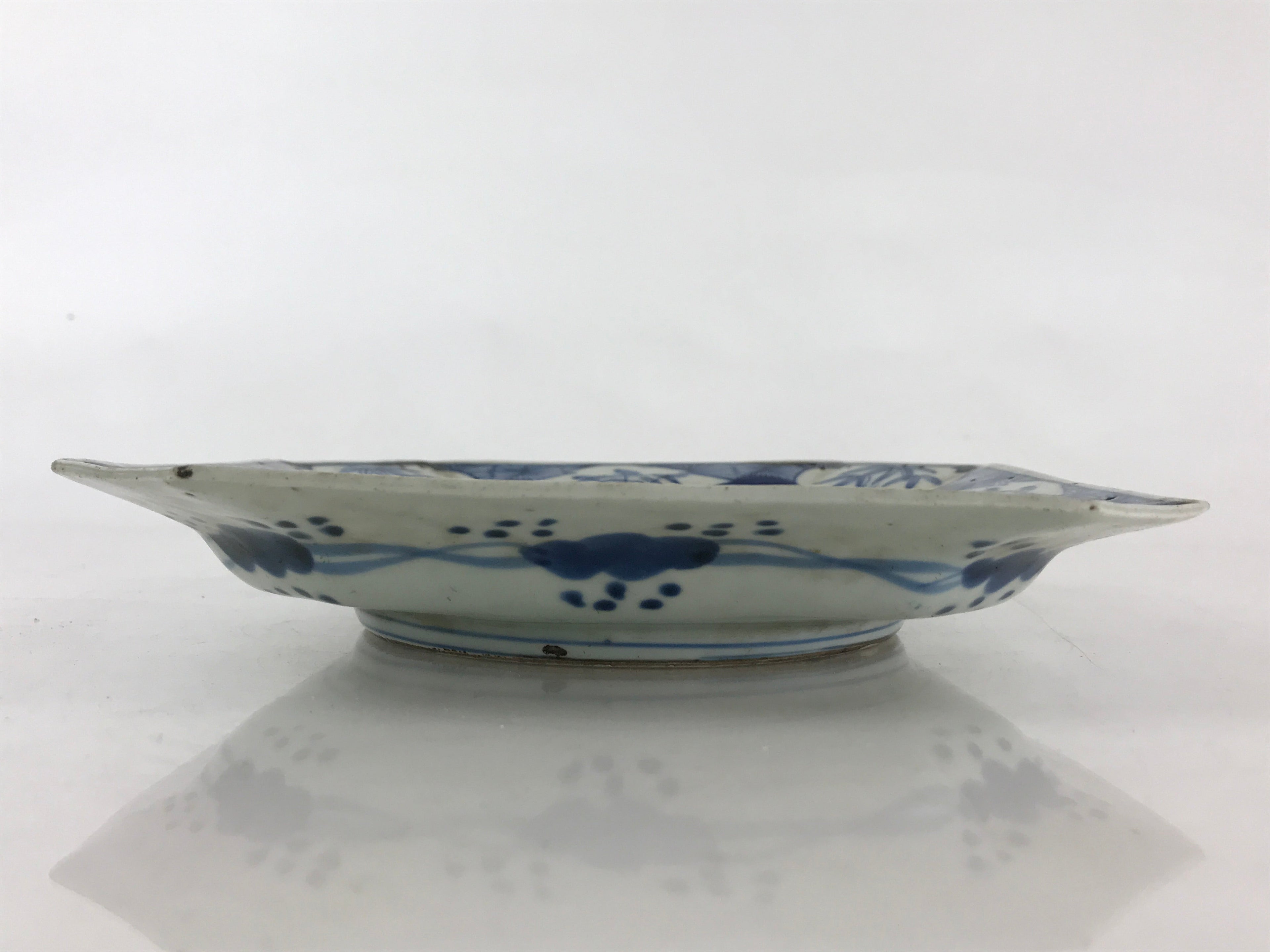 Antique C1900 Japanese Porcelain Plate Blue Sometsuke Mountains Scenery Sansui P