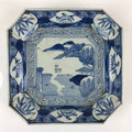 Antique C1900 Japanese Porcelain Plate Blue Sometsuke Mountains Scenery Sansui P