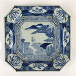 Antique C1900 Japanese Porcelain Plate Blue Sometsuke Mountains Scenery Sansui P