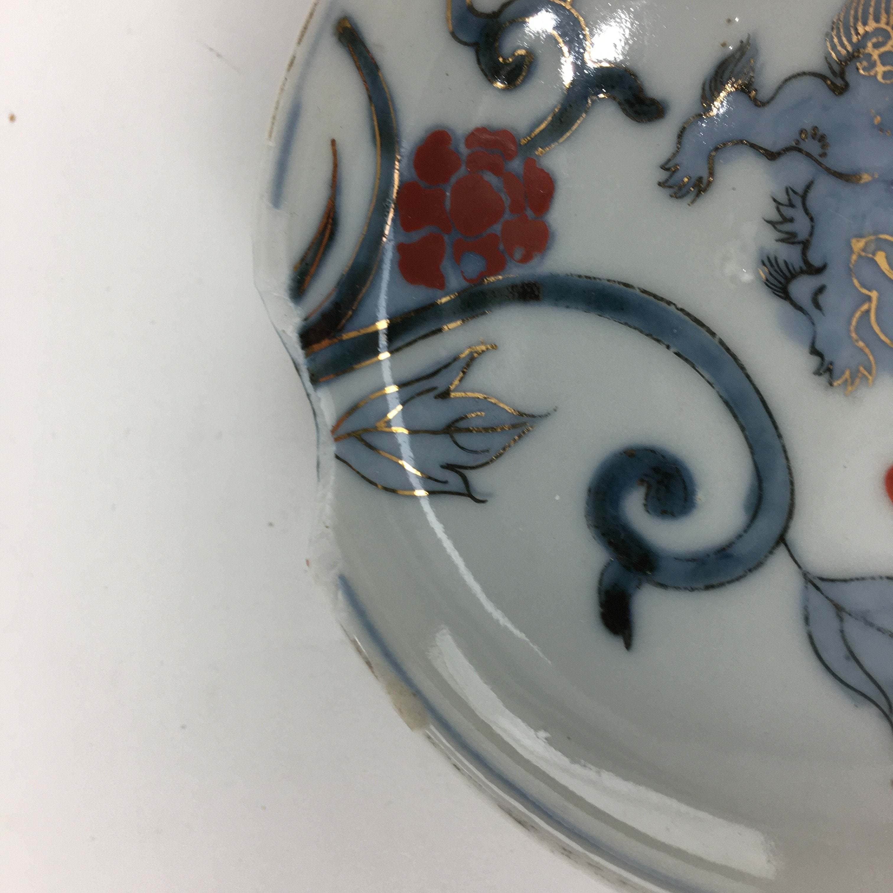 Antique C1900 Japanese Porcelain Small Plate Shi-Shi Lion Dog Kozara PP513