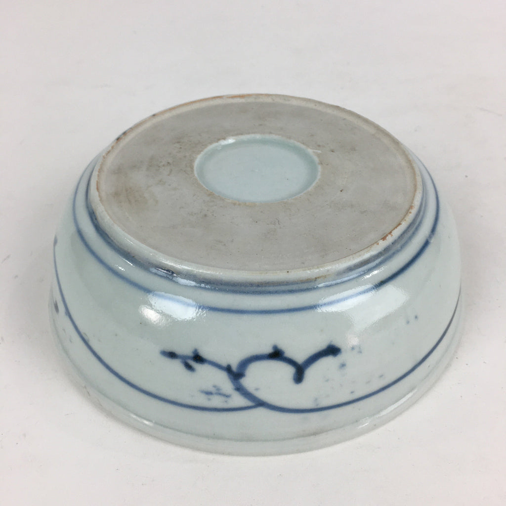 Antique C1900 Japanese Porcelain Soup Bowl Blue Flower Sometsuke Pottery PY44
