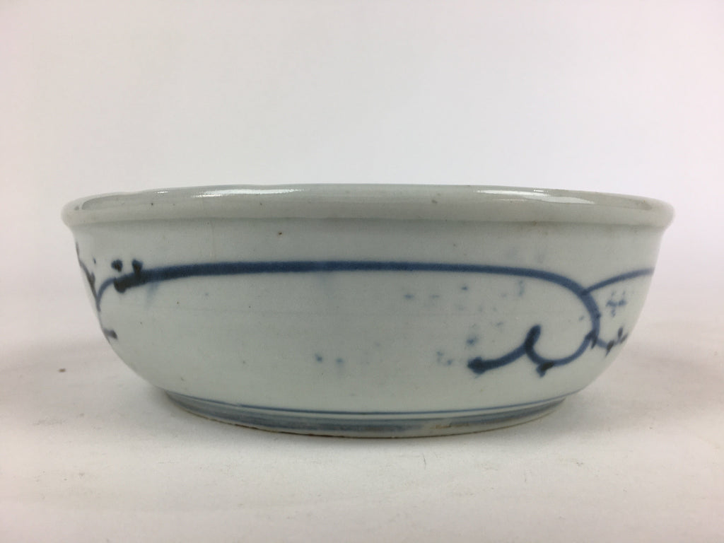 Antique C1900 Japanese Porcelain Soup Bowl Blue Flower Sometsuke Pottery PY44