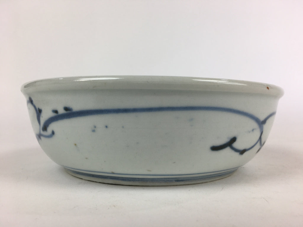 Antique C1900 Japanese Porcelain Soup Bowl Blue Flower Sometsuke Pottery PY44