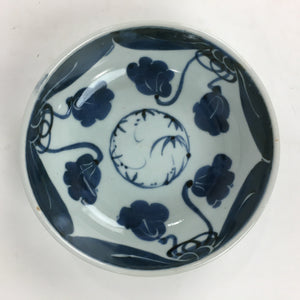 Antique C1900 Japanese Porcelain Soup Bowl Blue Flower Sometsuke Pottery PY45