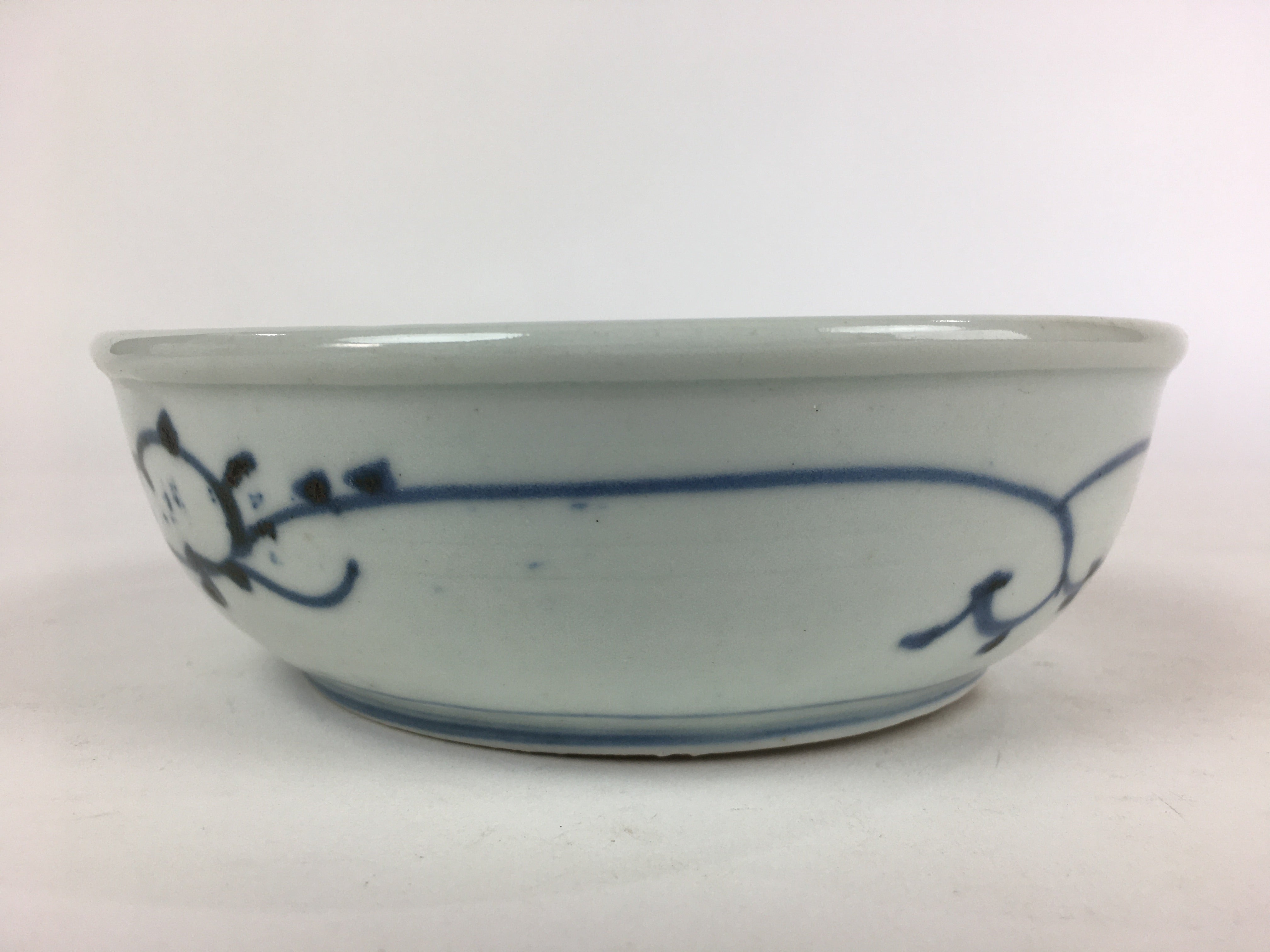 Antique C1900 Japanese Porcelain Soup Bowl Blue Flower Sometsuke Pottery PY45