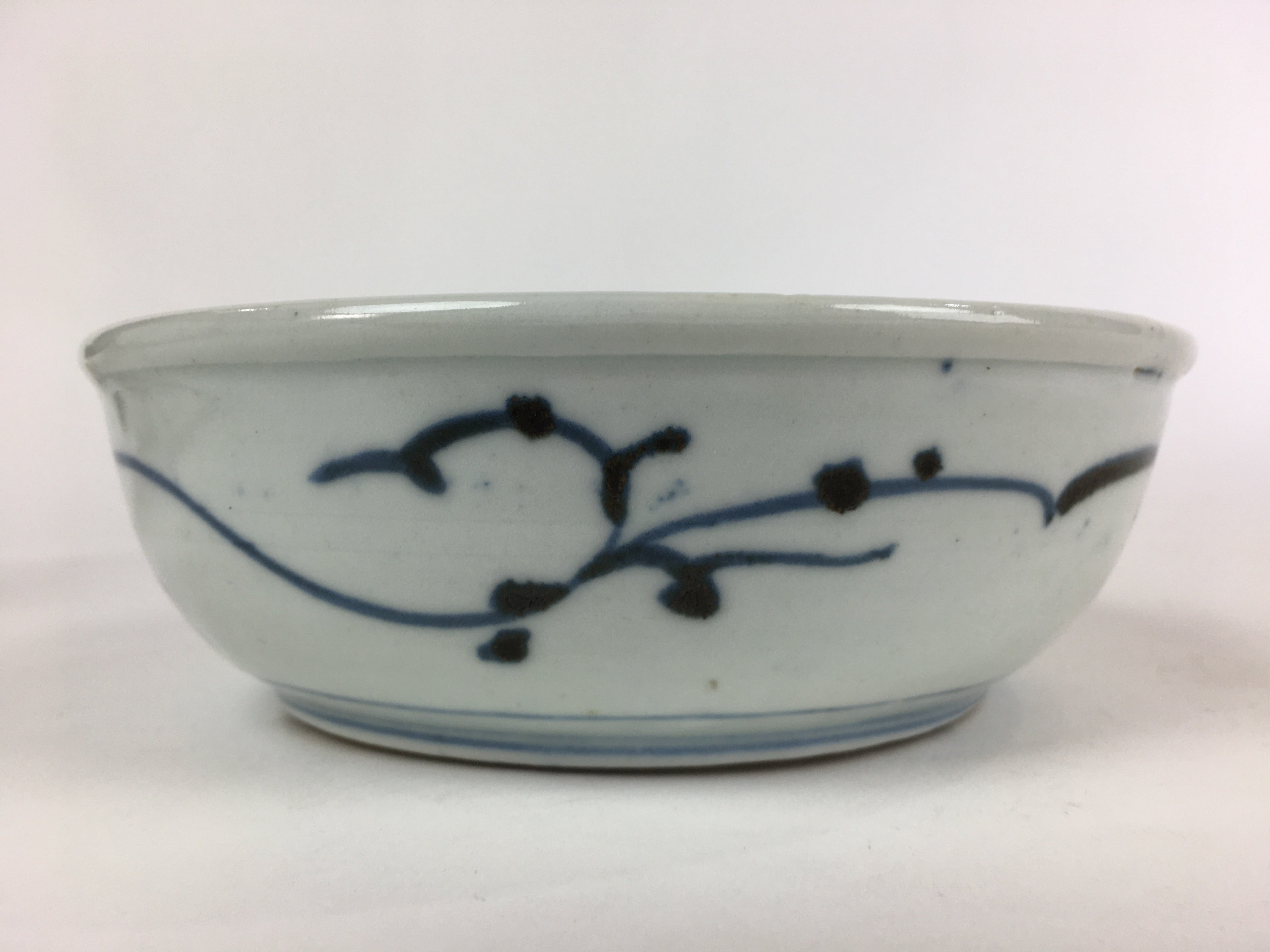 Antique C1900 Japanese Porcelain Soup Bowl Blue Flower Sometsuke Pottery PY45