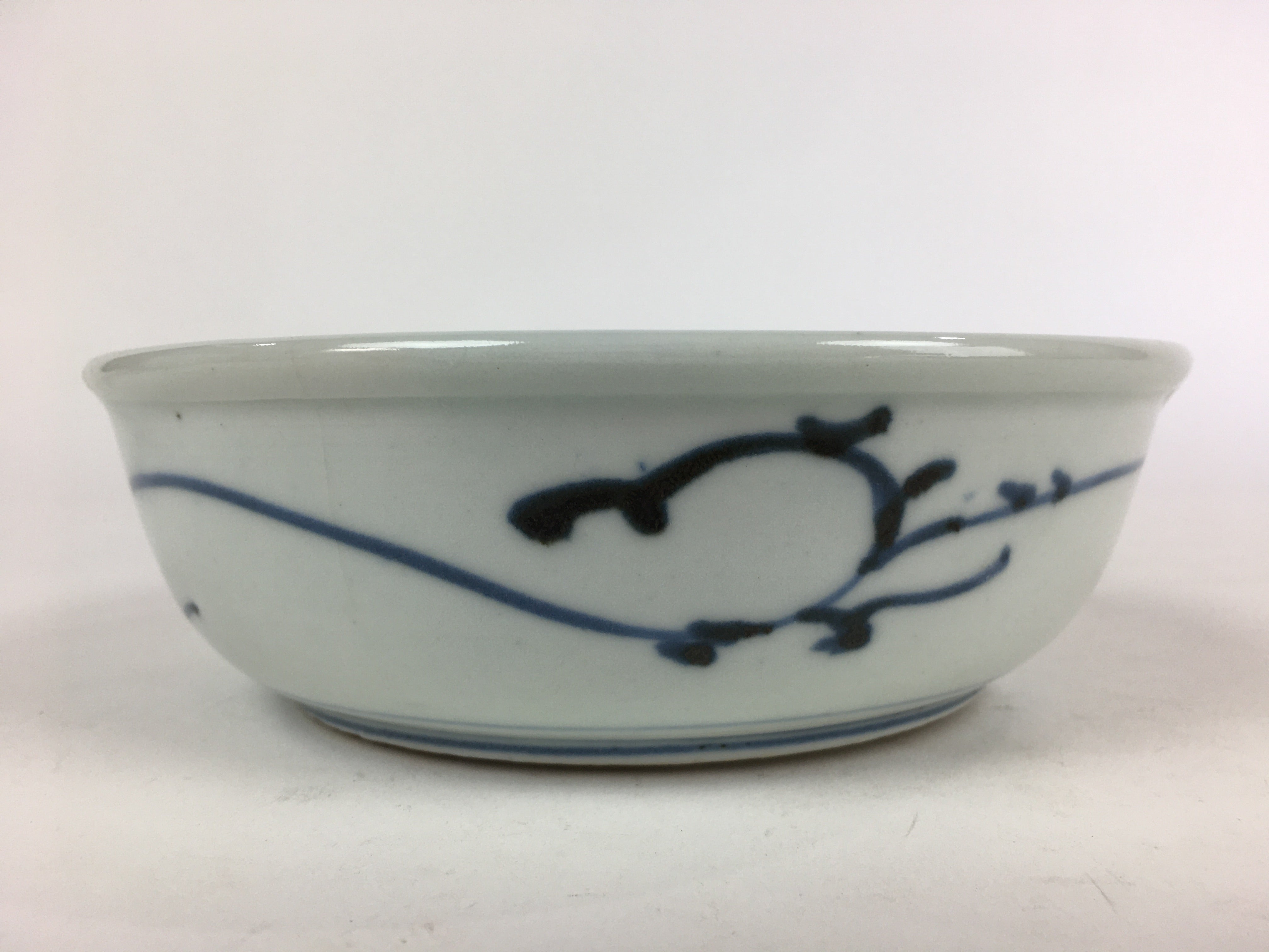 Antique C1900 Japanese Porcelain Soup Bowl Blue Flower Sometsuke Pottery PY46