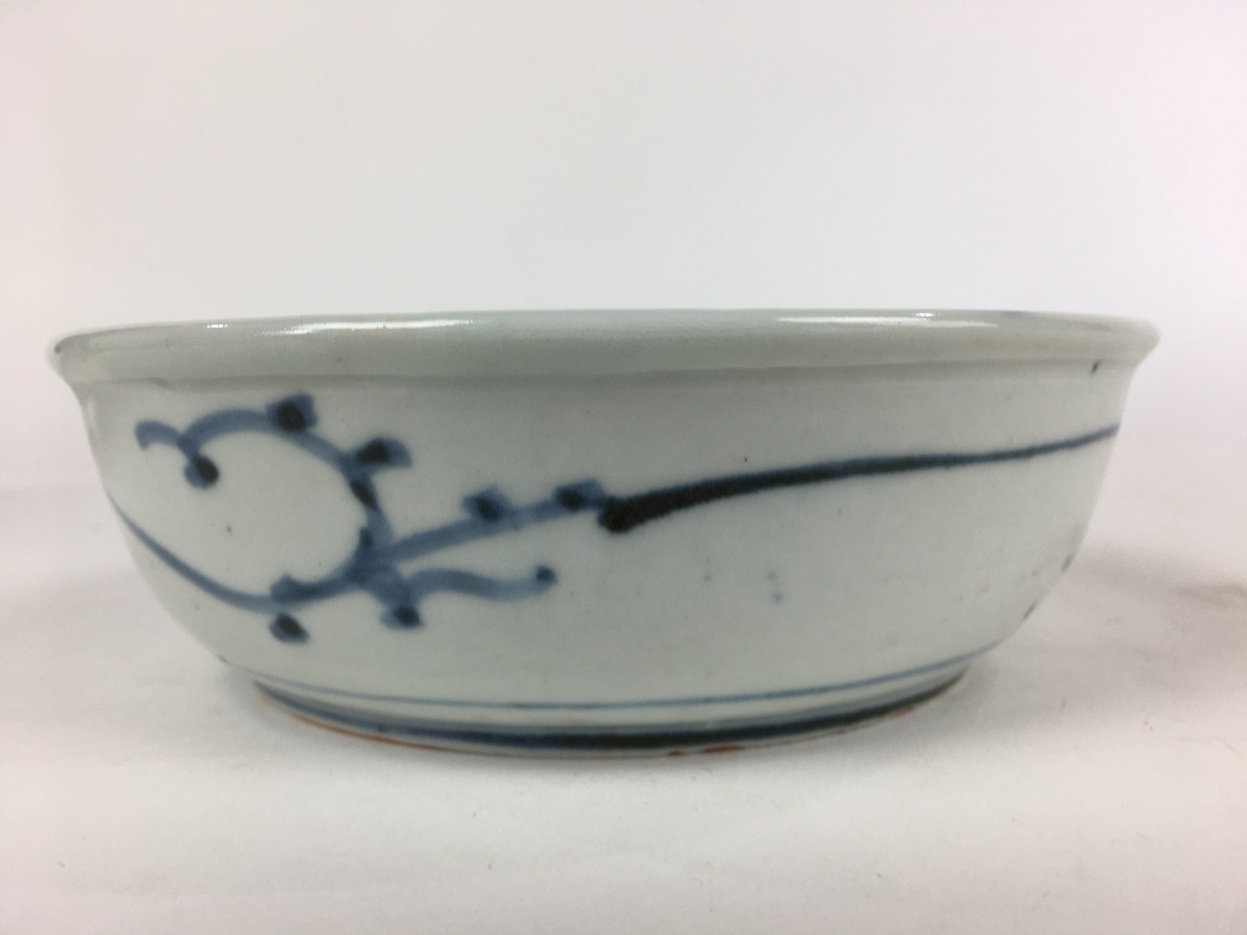 Antique C1900 Japanese Porcelain Soup Bowl Blue Flower Sometsuke Pottery PY47