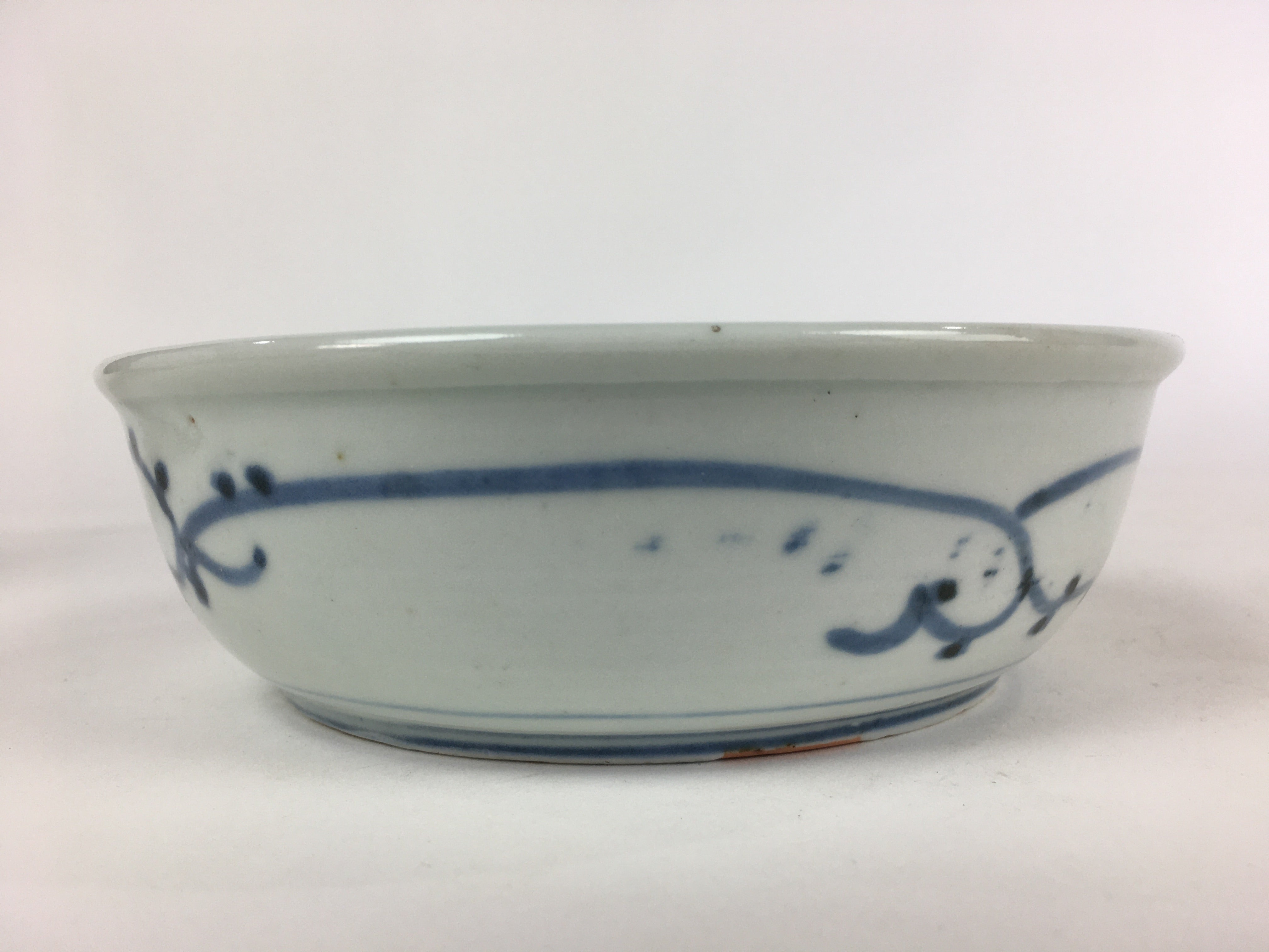 Antique C1900 Japanese Porcelain Soup Bowl Blue Flower Sometsuke Pottery PY47