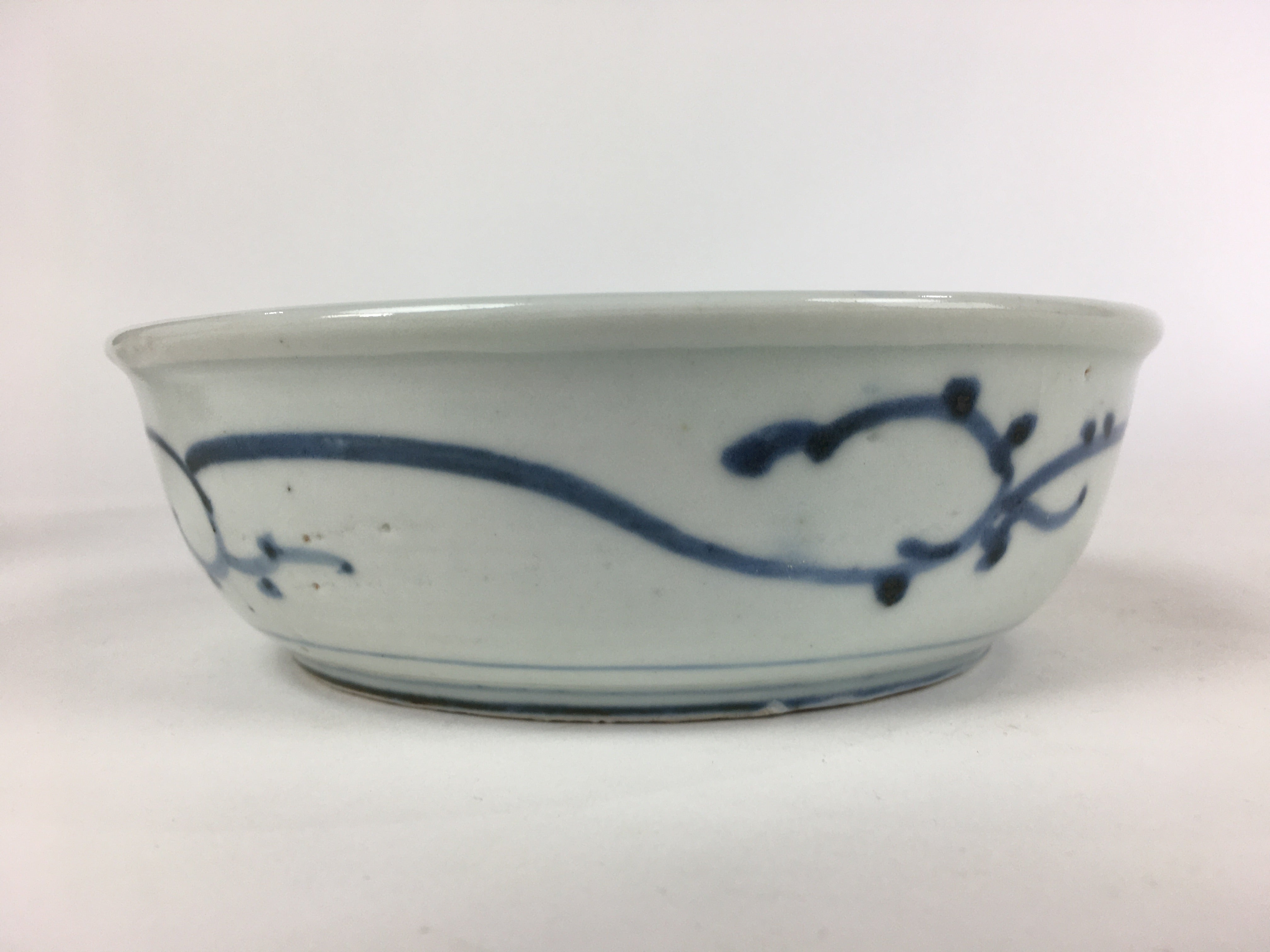 Antique C1900 Japanese Porcelain Soup Bowl Blue Flower Sometsuke Pottery PY47