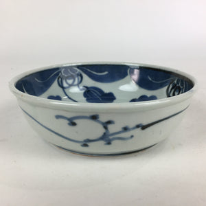 Antique C1900 Japanese Porcelain Soup Bowl Blue Flower Sometsuke Pottery PY47