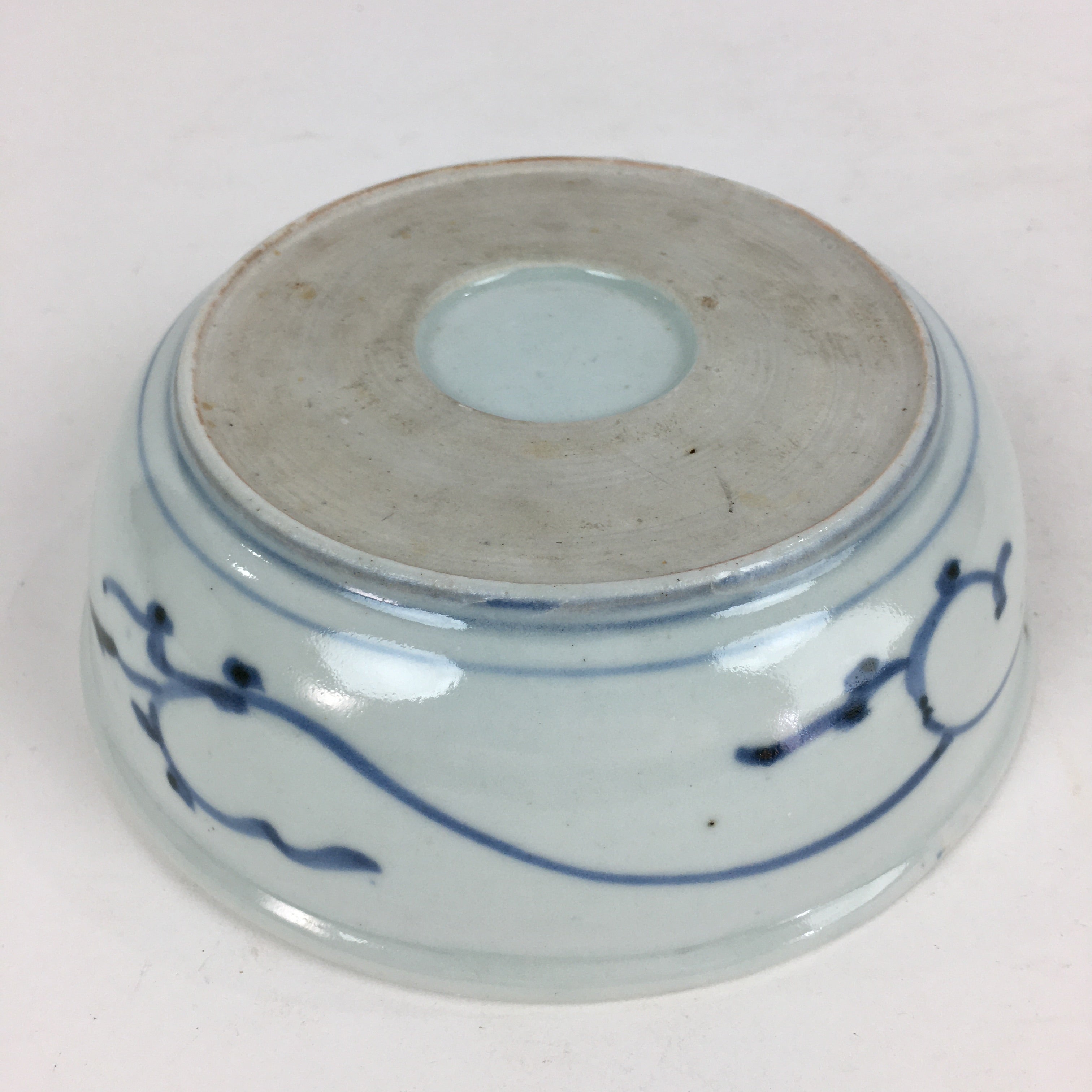 Antique C1900 Japanese Porcelain Soup Bowl Blue Flower Sometsuke Pottery PY48