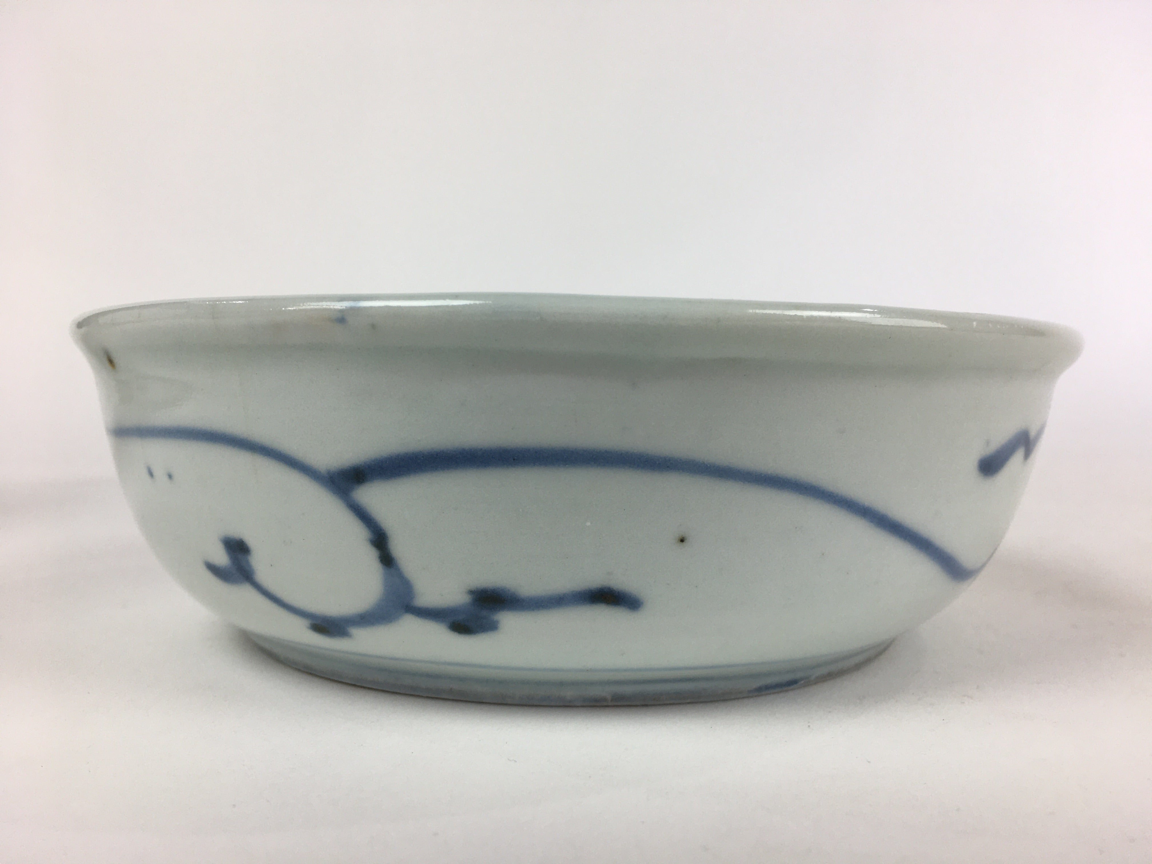 Antique C1900 Japanese Porcelain Soup Bowl Blue Flower Sometsuke Pottery PY48