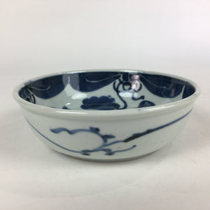 Antique C1900 Japanese Porcelain Soup Bowl Blue Flower Sometsuke Pottery PY48