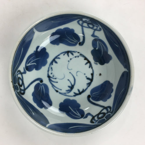 Antique C1900 Japanese Porcelain Soup Bowl Blue Flower Sometsuke Pottery PY49