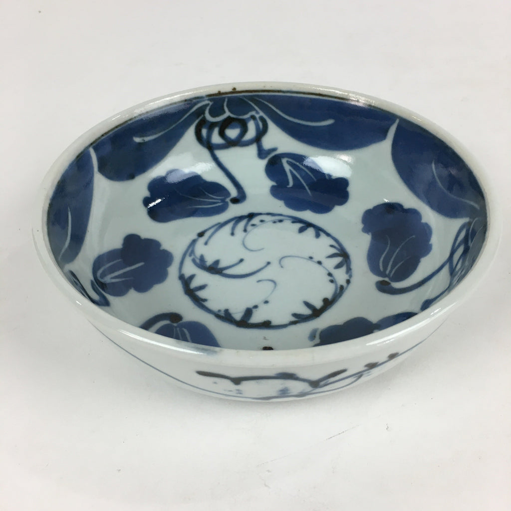 Antique C1900 Japanese Porcelain Soup Bowl Blue Flower Sometsuke Pottery PY49