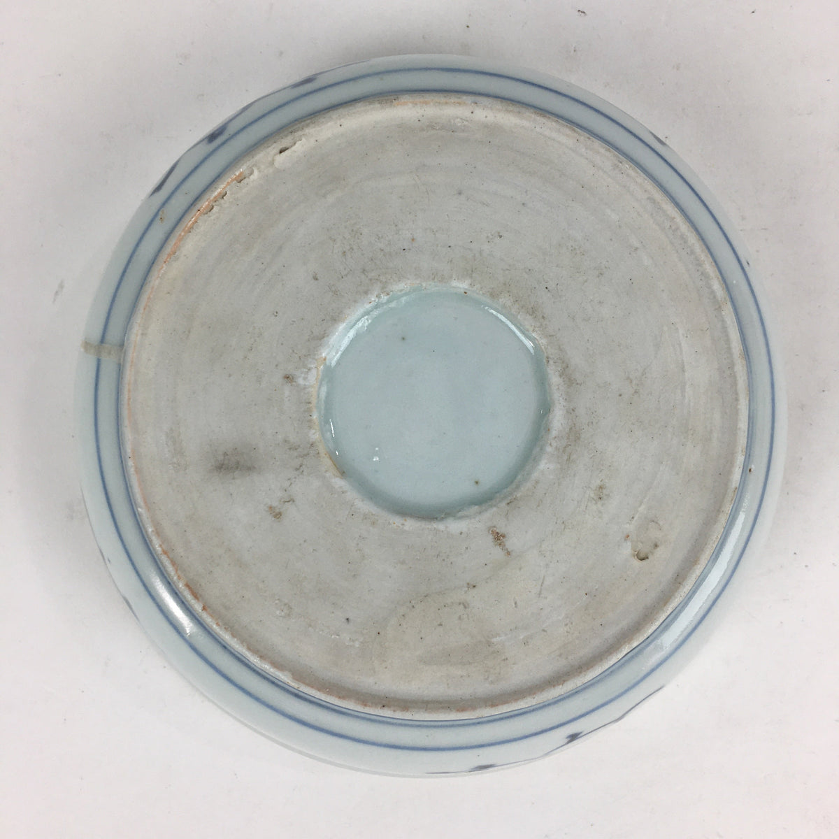 Antique C1900 Japanese Porcelain Soup Bowl Blue Flower Sometsuke Pottery PY49