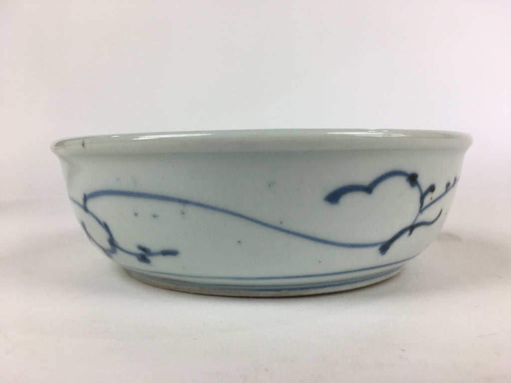 Antique C1900 Japanese Porcelain Soup Bowl Blue Flower Sometsuke Pottery PY49