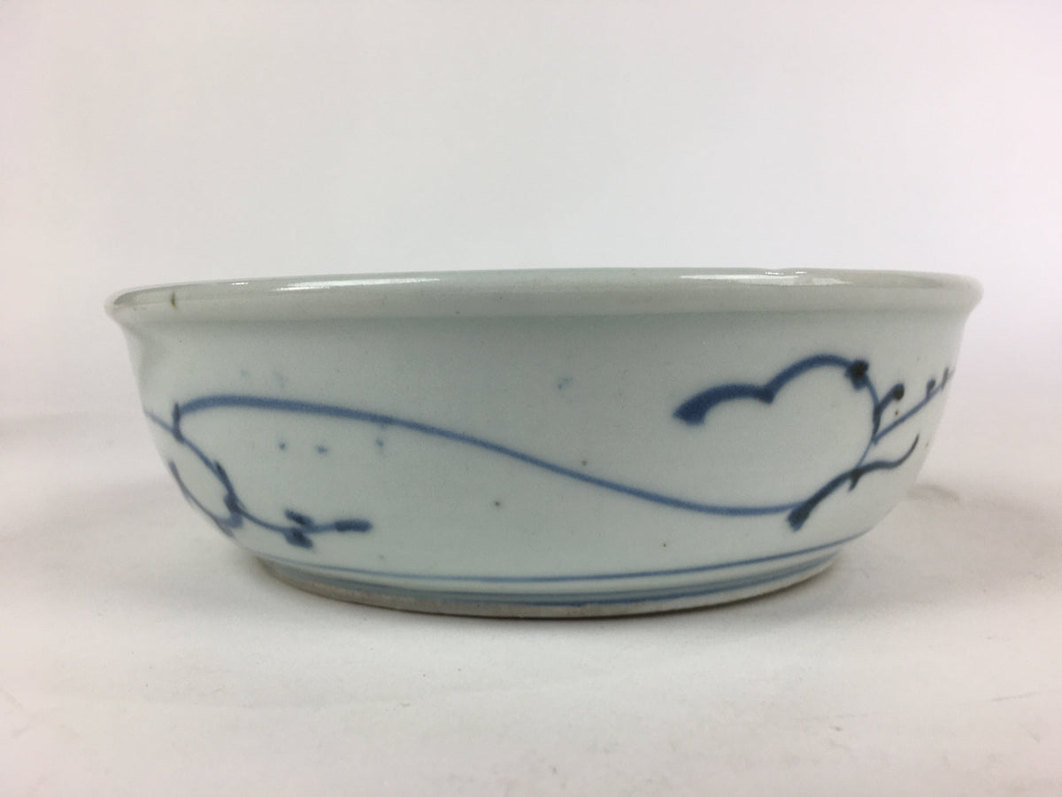 Antique C1900 Japanese Porcelain Soup Bowl Blue Flower Sometsuke Pottery PY49