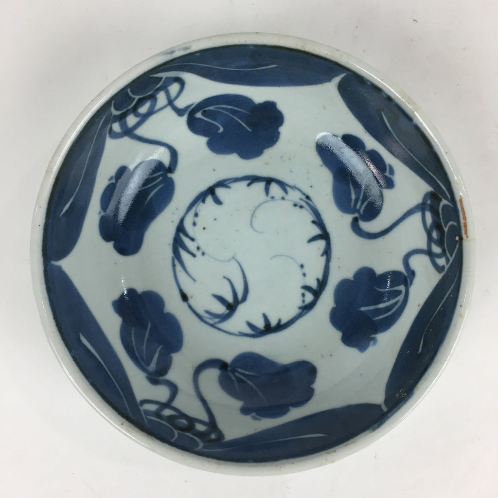 Antique C1900 Japanese Porcelain Soup Bowl Blue Flower Sometsuke Pottery PY50
