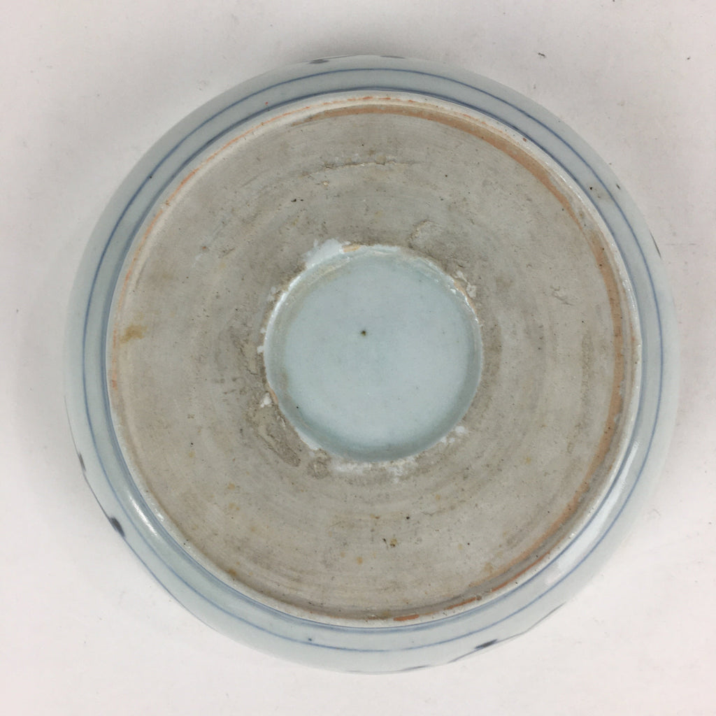Antique C1900 Japanese Porcelain Soup Bowl Blue Flower Sometsuke Pottery PY50