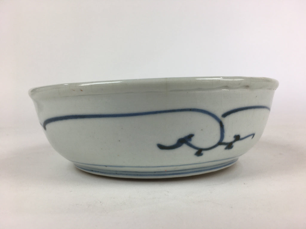 Antique C1900 Japanese Porcelain Soup Bowl Blue Flower Sometsuke Pottery PY50