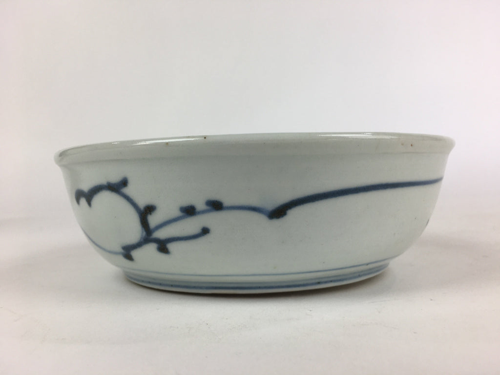 Antique C1900 Japanese Porcelain Soup Bowl Blue Flower Sometsuke Pottery PY50