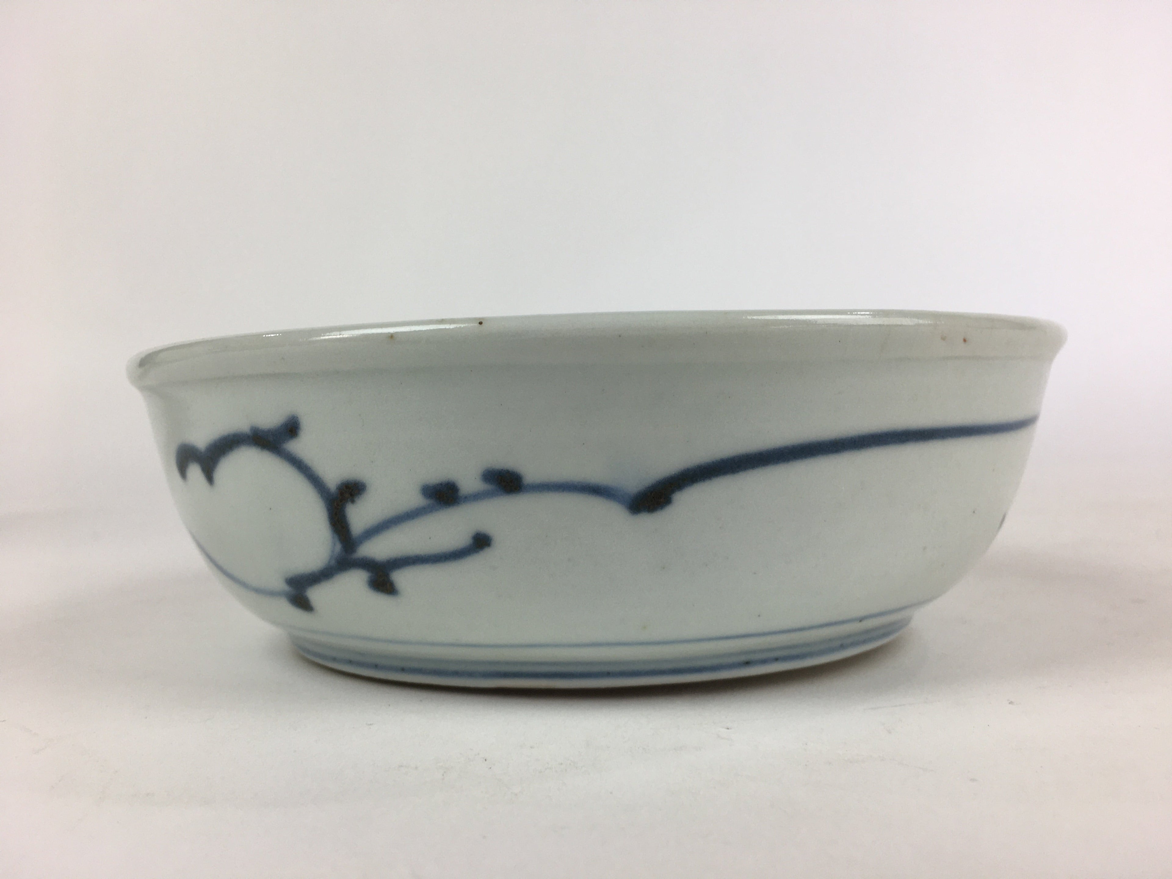 Antique C1900 Japanese Porcelain Soup Bowl Blue Flower Sometsuke Pottery PY50