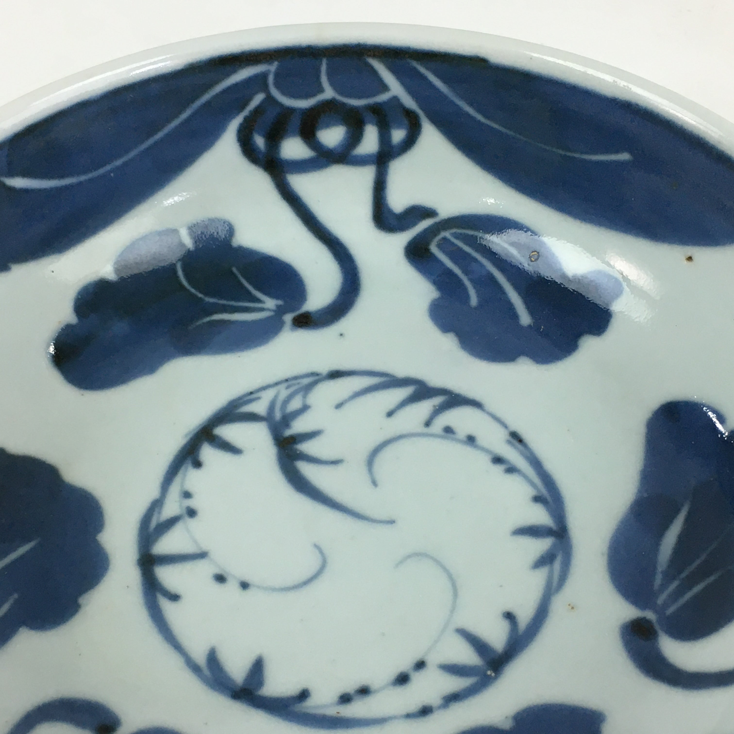 Antique C1900 Japanese Porcelain Soup Bowl Blue Flower Sometsuke Pottery PY51