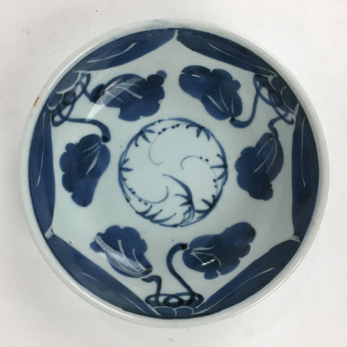 Antique C1900 Japanese Porcelain Soup Bowl Blue Flower Sometsuke Pottery PY51