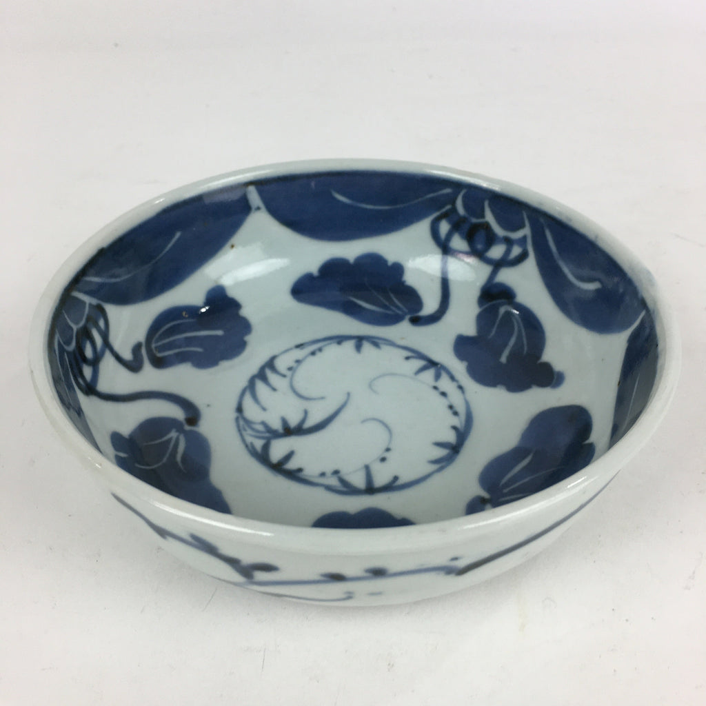 Antique C1900 Japanese Porcelain Soup Bowl Blue Flower Sometsuke Pottery PY51