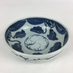 Antique C1900 Japanese Porcelain Soup Bowl Blue Flower Sometsuke Pottery PY51