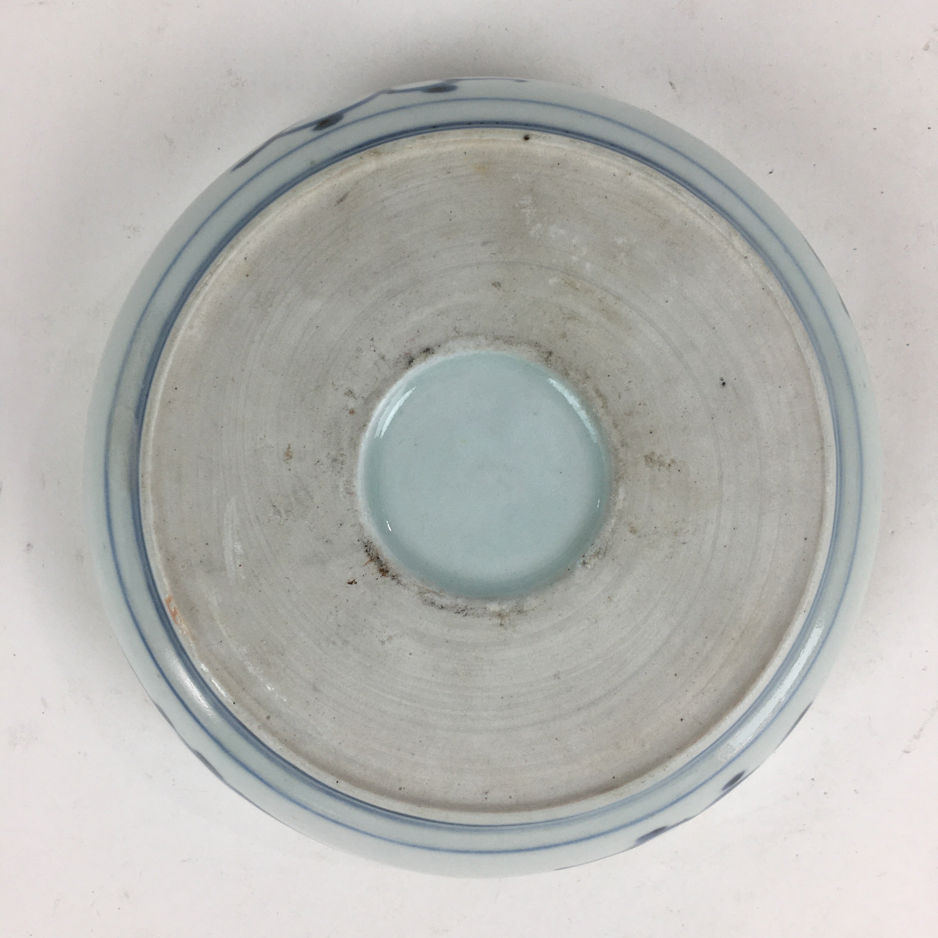 Antique C1900 Japanese Porcelain Soup Bowl Blue Flower Sometsuke Pottery PY51