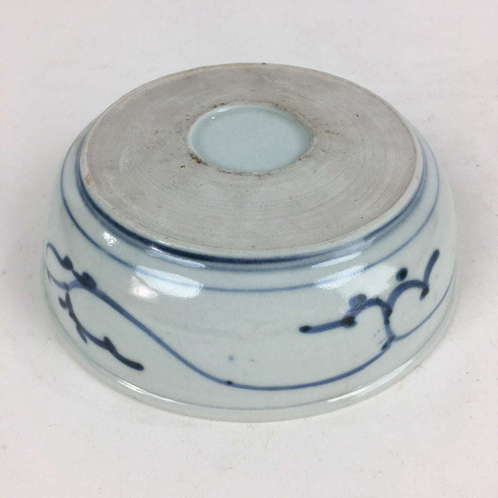 Antique C1900 Japanese Porcelain Soup Bowl Blue Flower Sometsuke Pottery PY51